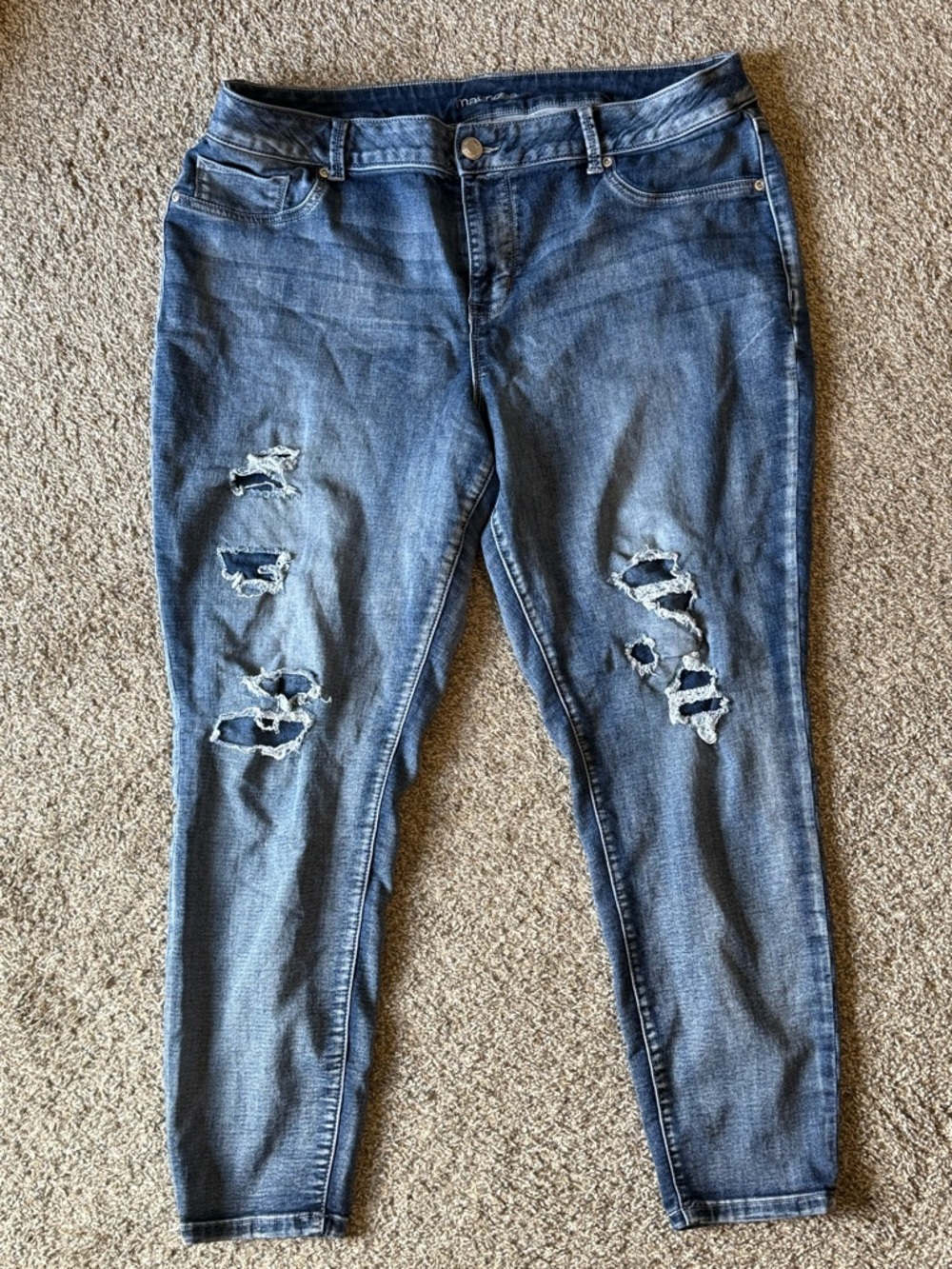 Maurices Blue Distressed Ankle Jeans